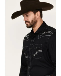 Rock 47 By Wrangler Men's Solid Embroidered Long Sleeve Snap Western Shirt  -Cowboy Wear Shop 2000366002 001 P2