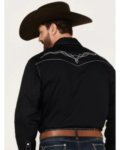 Rock 47 By Wrangler Men's Solid Embroidered Long Sleeve Snap Western Shirt  -Cowboy Wear Shop 2000366002 001 P4