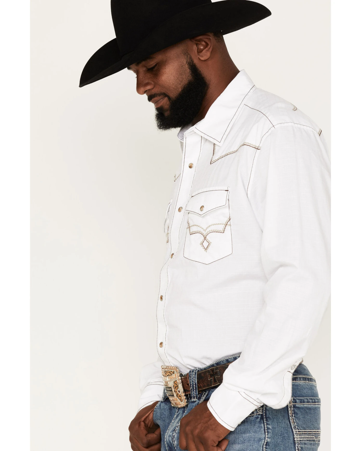 Rock 47 By Wrangler Men's Embroidered Long Sleeve Snap Western Shirt 4 Rock 47 By Wrangler Men's Embroidered Long Sleeve Snap Western Shirt - Image 2