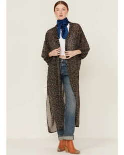 Beyond The Radar Women's Floral Chiffon Duster Maxi Kimono