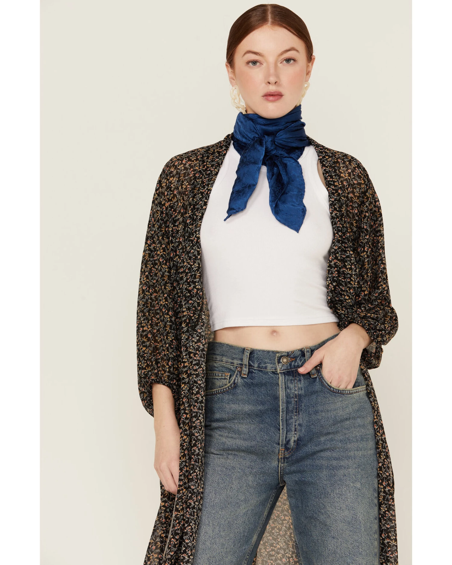 Beyond The Radar Women's Floral Chiffon Duster Maxi Kimono 4 Beyond The Radar Women's Floral Chiffon Duster Maxi Kimono - Image 2