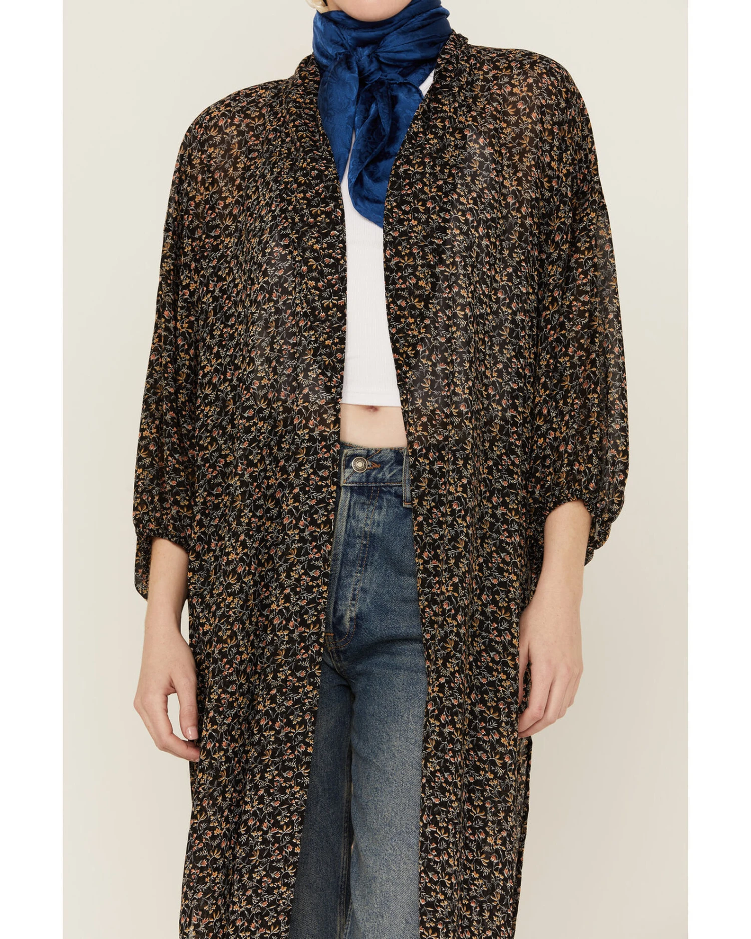 Beyond The Radar Women's Floral Chiffon Duster Maxi Kimono 5 Beyond The Radar Women's Floral Chiffon Duster Maxi Kimono - Image 3