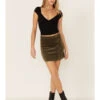 Wishlist Women's Olive Side Button Corduroy Mini Skirt -Cowboy Wear Shop 2000366228 341 P1