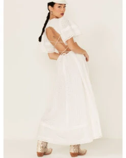Maia Bergman Women's Ori Crochet Eyelet Open Back Maxi Dress  -Cowboy Wear Shop 2000367310 100 P5
