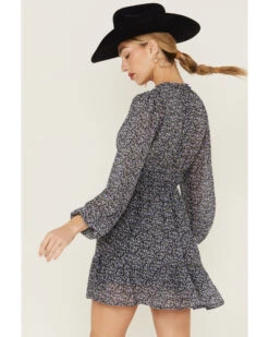 Lush Women's Floral Long Sleeve Smocked Mini Dress -Cowboy Wear Shop 2000368157 410 P3