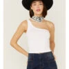 Fornia Women's Top One White One Shoulder Ribbed Cami Top -Cowboy Wear Shop 2000368172 100 P1