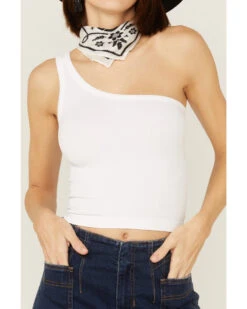Fornia Women's Top One White One Shoulder Ribbed Cami Top 7 Fornia Women's Top One White One Shoulder Ribbed Cami Top -Cowboy Wear Shop 2000368172 100 P2