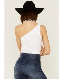 Fornia Women's Top One White One Shoulder Ribbed Cami Top 8 Fornia Women's Top One White One Shoulder Ribbed Cami Top -Cowboy Wear Shop 2000368172 100 P3