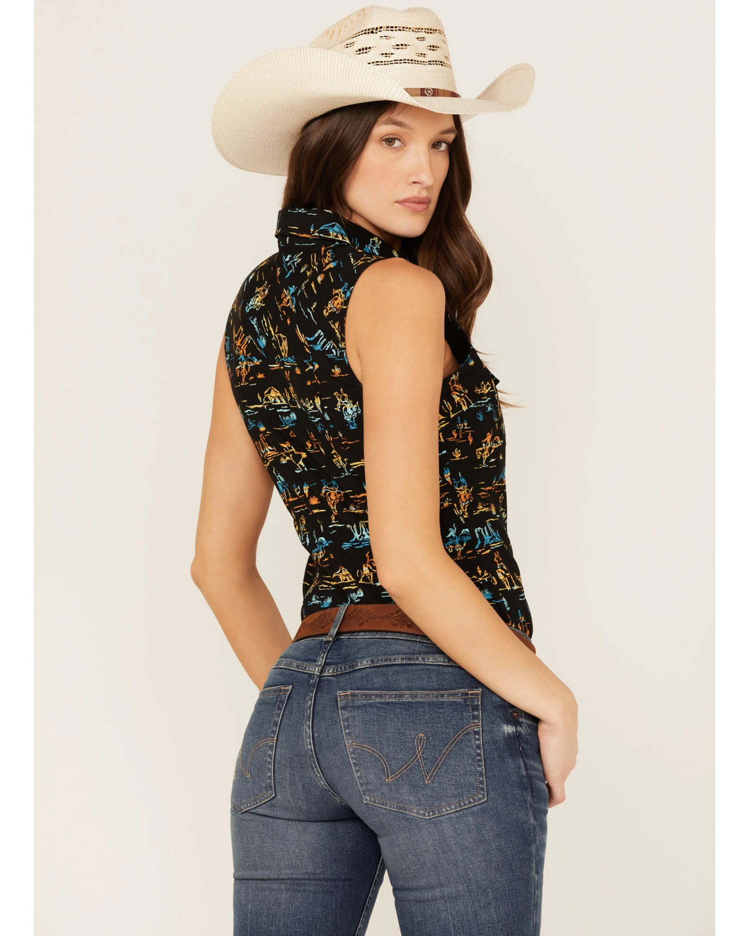 Rock & Roll Denim Women's Desert Scene Print Sleeveless Work Shirt 6 Rock & Roll Denim Women's Desert Scene Print Sleeveless Work Shirt - Image 4