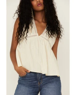 Molly Bracken Women's Ivory Lace Trim Cross Back Top -Cowboy Wear Shop 2000368841 103 P3