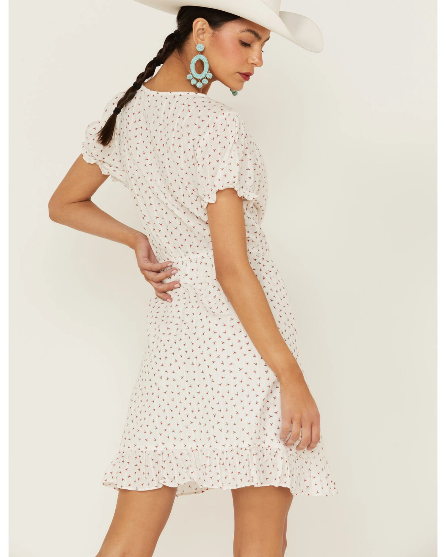 Molly Bracken Women's Floral Print Ruffle Puff Short Sleeve Mini Dress 6 Molly Bracken Women's Floral Print Ruffle Puff Short Sleeve Mini Dress - Image 4