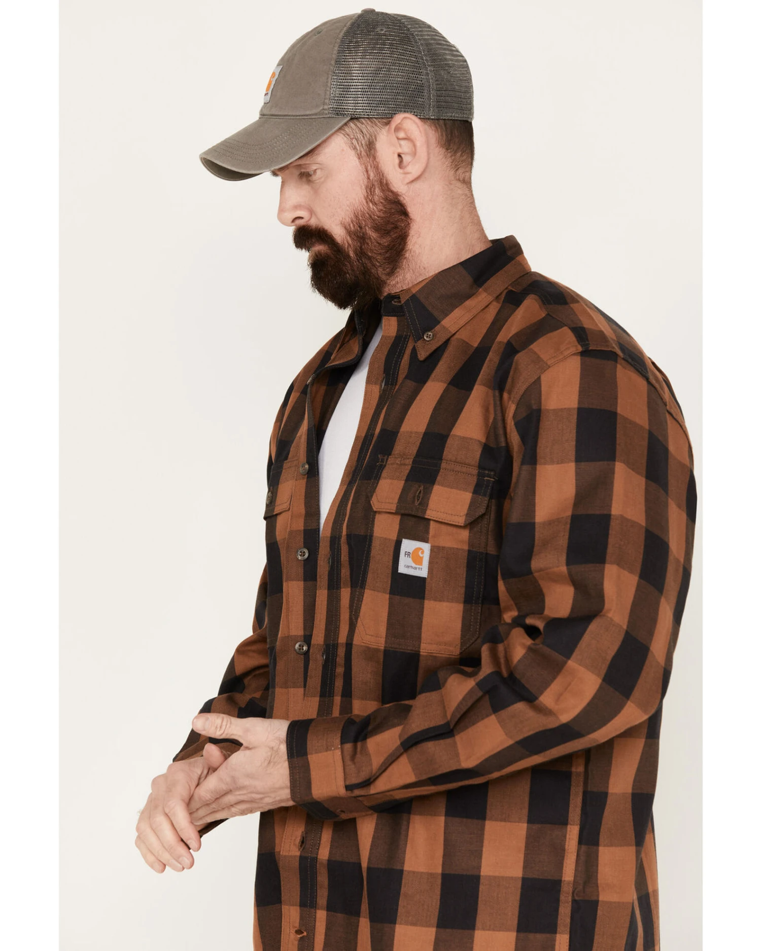 Carhartt Men's FR Force Rugged Flex® Loose Fit Twill Plaid Print Long Sleeve Button Down Shirt 4 Carhartt Men's FR Force Rugged Flex® Loose Fit Twill Plaid Print Long Sleeve Button Down Shirt - Image 2