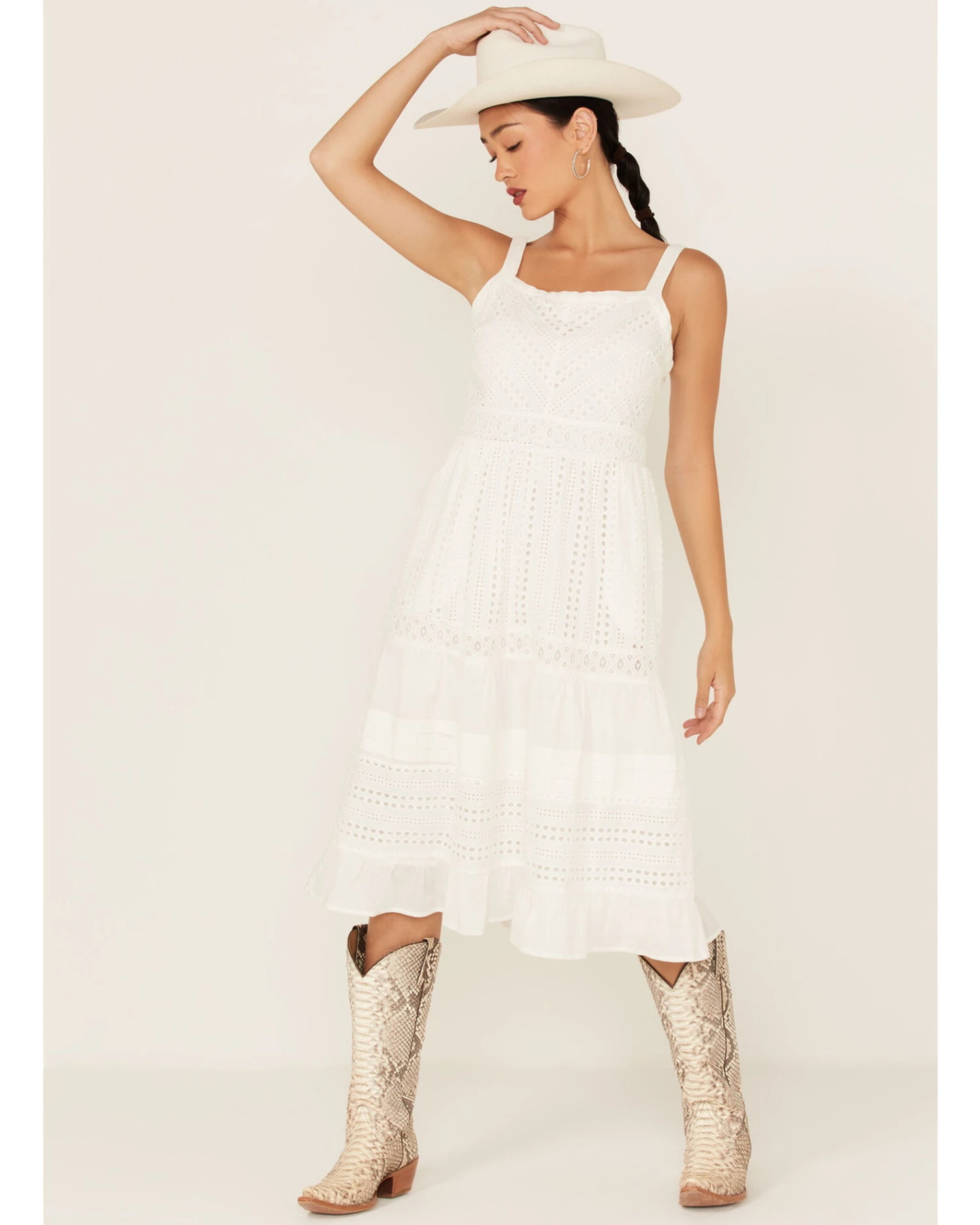 Skies Are Blue Women's Crochet Sleeveless Midi Dress 3 Skies Are Blue Women's Crochet Sleeveless Midi Dress