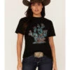 Bohemian Cowgirl Women's Leopard Print Cactus Graphic Tee 1 Bohemian Cowgirl Women's Leopard Print Cactus Graphic Tee -Cowboy Wear Shop 2000370601 001 P1
