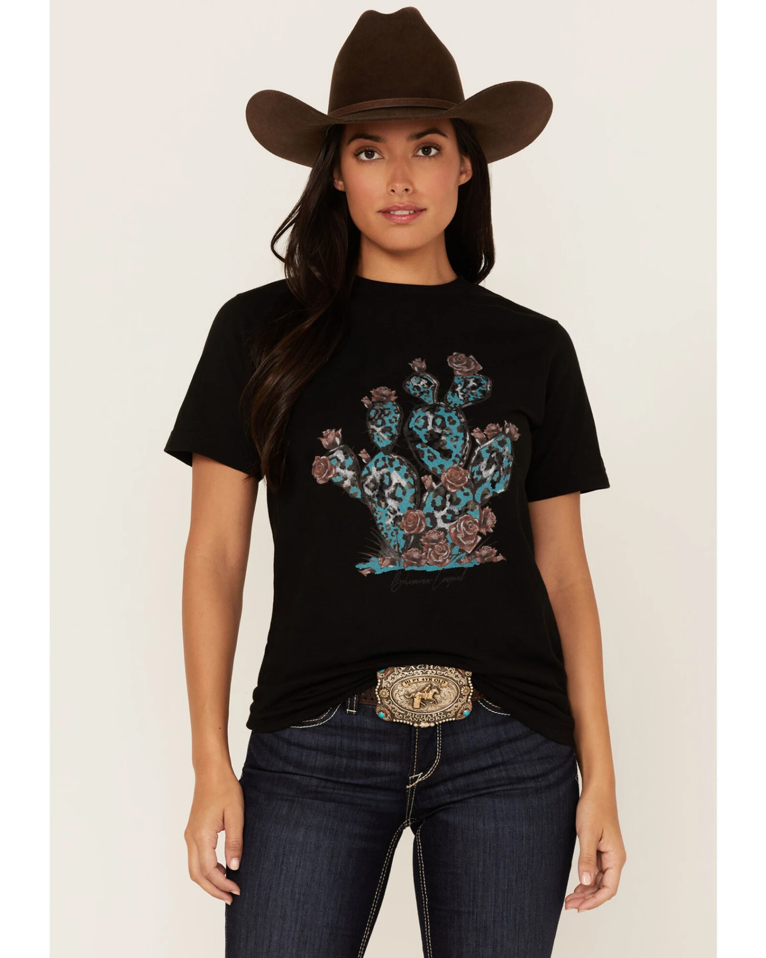 Bohemian Cowgirl Women's Leopard Print Cactus Graphic Tee 3 Bohemian Cowgirl Women's Leopard Print Cactus Graphic Tee