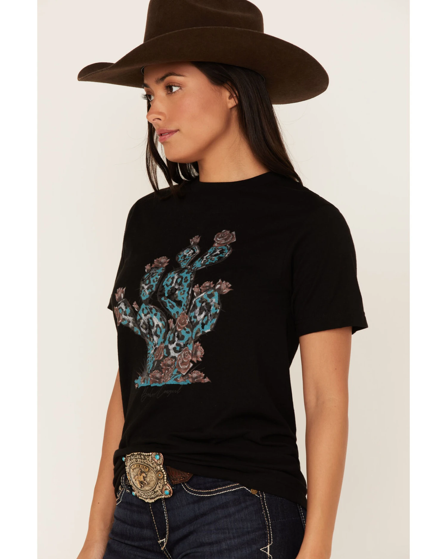 Bohemian Cowgirl Women's Leopard Print Cactus Graphic Tee 4 Bohemian Cowgirl Women's Leopard Print Cactus Graphic Tee - Image 2