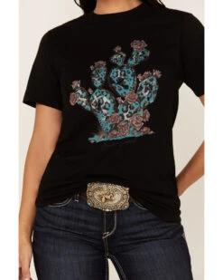 Bohemian Cowgirl Women's Leopard Print Cactus Graphic Tee 8 Bohemian Cowgirl Women's Leopard Print Cactus Graphic Tee -Cowboy Wear Shop 2000370601 001 P3