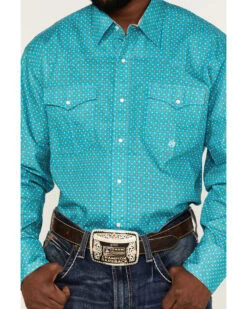 Roper Men's Amarillo Saddle Foulard Geo Print Long Sleeve Pearl Snap Western Shirt 8 Roper Men's Amarillo Saddle Foulard Geo Print Long Sleeve Pearl Snap Western Shirt -Cowboy Wear Shop 2000370621 440 P3