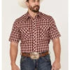 Roper Men's Classic Small Plaid Short Sleeve Pearl Snap Western Shirt 
