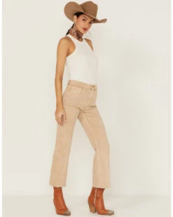 Sneak Peek Women's Natural High Rise Raw Hem Crop Jeans 