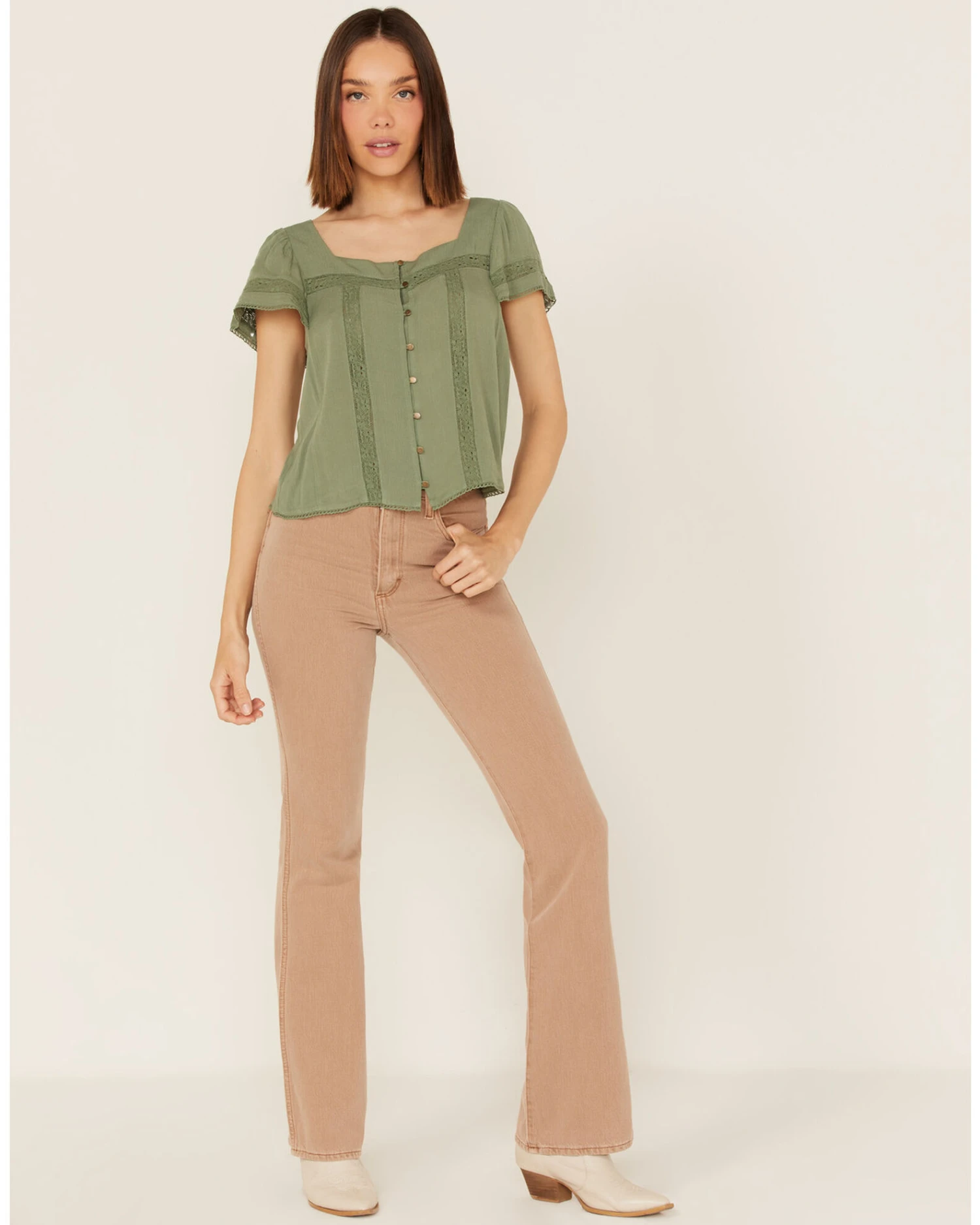 Jolt Women's Lace Trim Button-Down Shirt 4 Jolt Women's Lace Trim Button-Down Shirt - Image 2