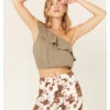 Jolt Women's One-Shoulder Ruffle Crop Top -Cowboy Wear Shop 2000371513 220 P1