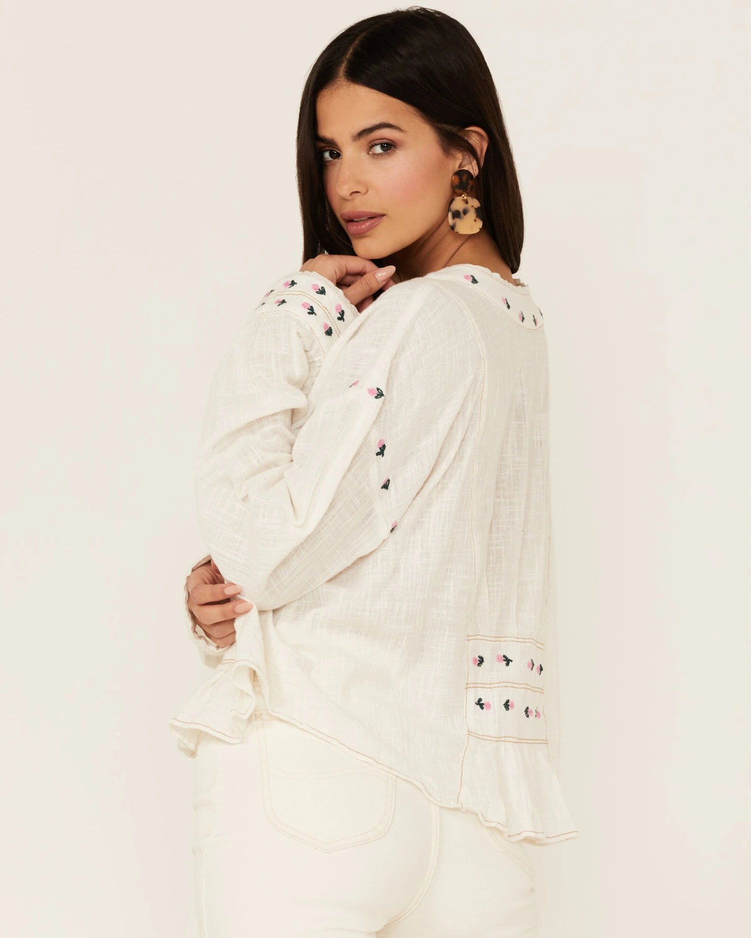 Free People Women's Kizzy Embroidered Top 6 Free People Women's Kizzy Embroidered Top - Image 4