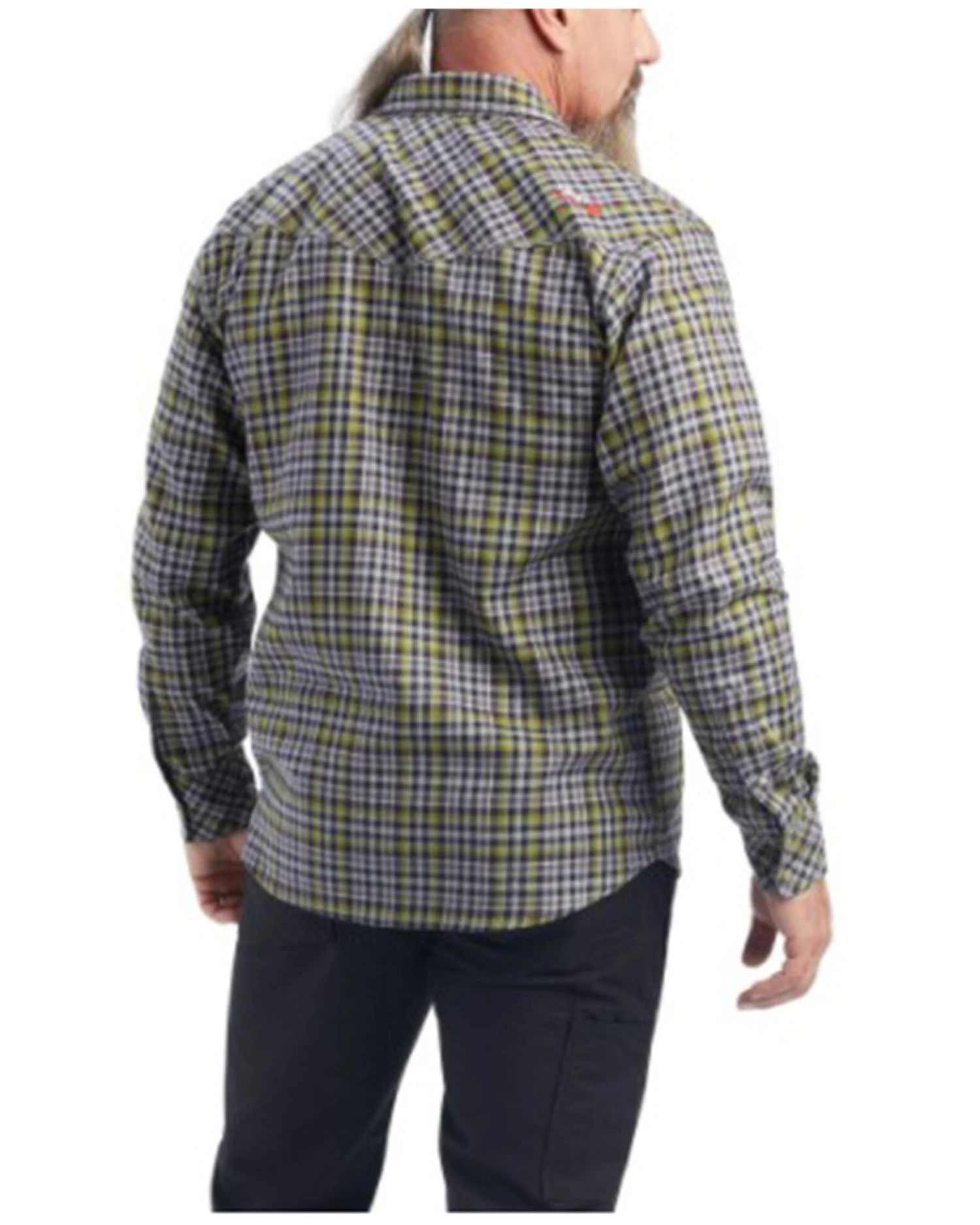 Ariat Men's FR Landry Retro Plaid Print Long Sleeve Snap Work Shirt 4 Ariat Men's FR Landry Retro Plaid Print Long Sleeve Snap Work Shirt - Image 2