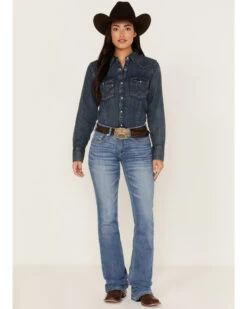 Ariat Women's R.E.A.L. Light Wash Mid Rise Allessandra Bootcut Jeans