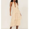Flying Tomato Women's Floral Lace Halter Tiered Midi Dress -Cowboy Wear Shop 2000372491 110 P1