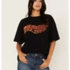 Wrangler Women's Est 1947 Fire Logo Graphic Girlfriend Tee 1 Wrangler Women's Est 1947 Fire Logo Graphic Girlfriend Tee -Cowboy Wear Shop 2000372602 001 P1