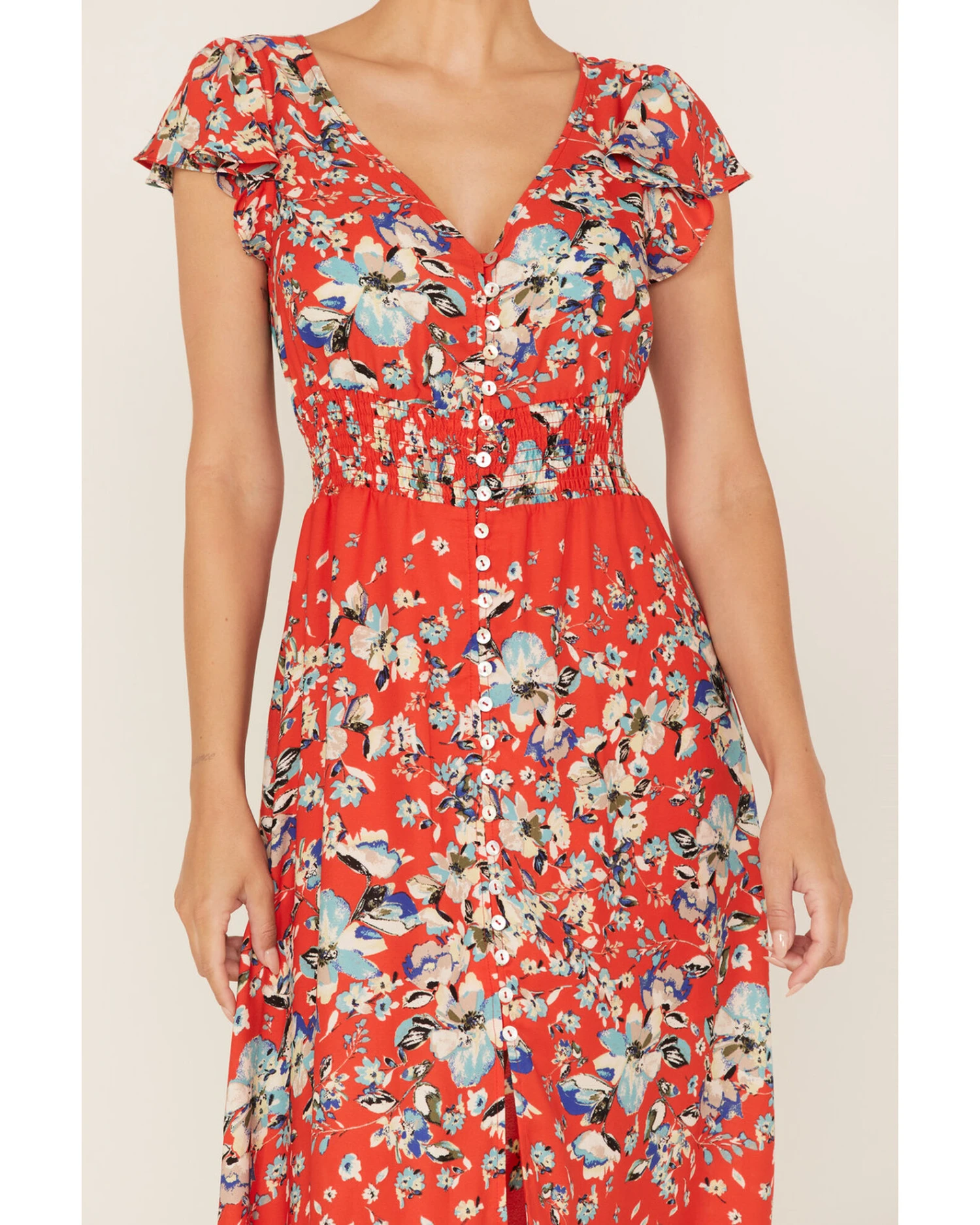 Miss Me Women's Floral Print Split Hem Maxi Dress 5 Miss Me Women's Floral Print Split Hem Maxi Dress - Image 3