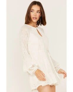 Shyanne Women's Eyelet Lace Long Sleeve Mini Dress