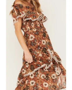 Shyanne Women's Floral Print Off-Shoulder Ruffle Maxi Dress -Cowboy Wear Shop 2000372967 203 P3