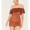 Shyanne Women's Off Shoulder Faux Suede Dress -Cowboy Wear Shop 2000372982 203 P1