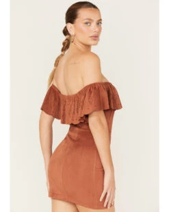 Shyanne Women's Off Shoulder Faux Suede Dress -Cowboy Wear Shop 2000372982 203 P4