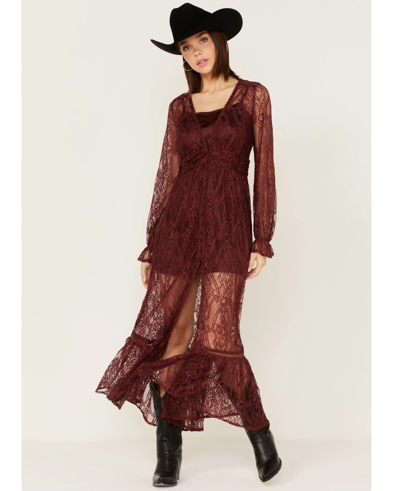 Shyanne Women's Floral Lace Duster Dress 3 Shyanne Women's Floral Lace Duster Dress