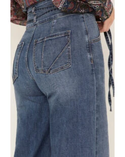 Shyanne Women's Medium Wash High Rise Belted Trouser Wide Jeans 9 Shyanne Women's Medium Wash High Rise Belted Trouser Wide Jeans -Cowboy Wear Shop 2000373379 414 P4