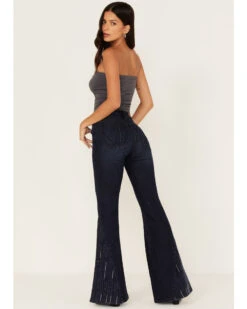 Shyanne Women's Embroidered Dark Wash High Rise Stretch Flare Jeans -Cowboy Wear Shop 2000373384 416 P3