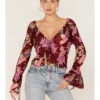 Free People Women's Floral Print Of Paradise Tie Front Crop Top 1 Free People Women's Floral Print Of Paradise Tie Front Crop Top -Cowboy Wear Shop 2000374743 600 P1