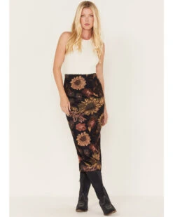 Cleo + Wolf Women's Floral Print Sheer Midi Skirt