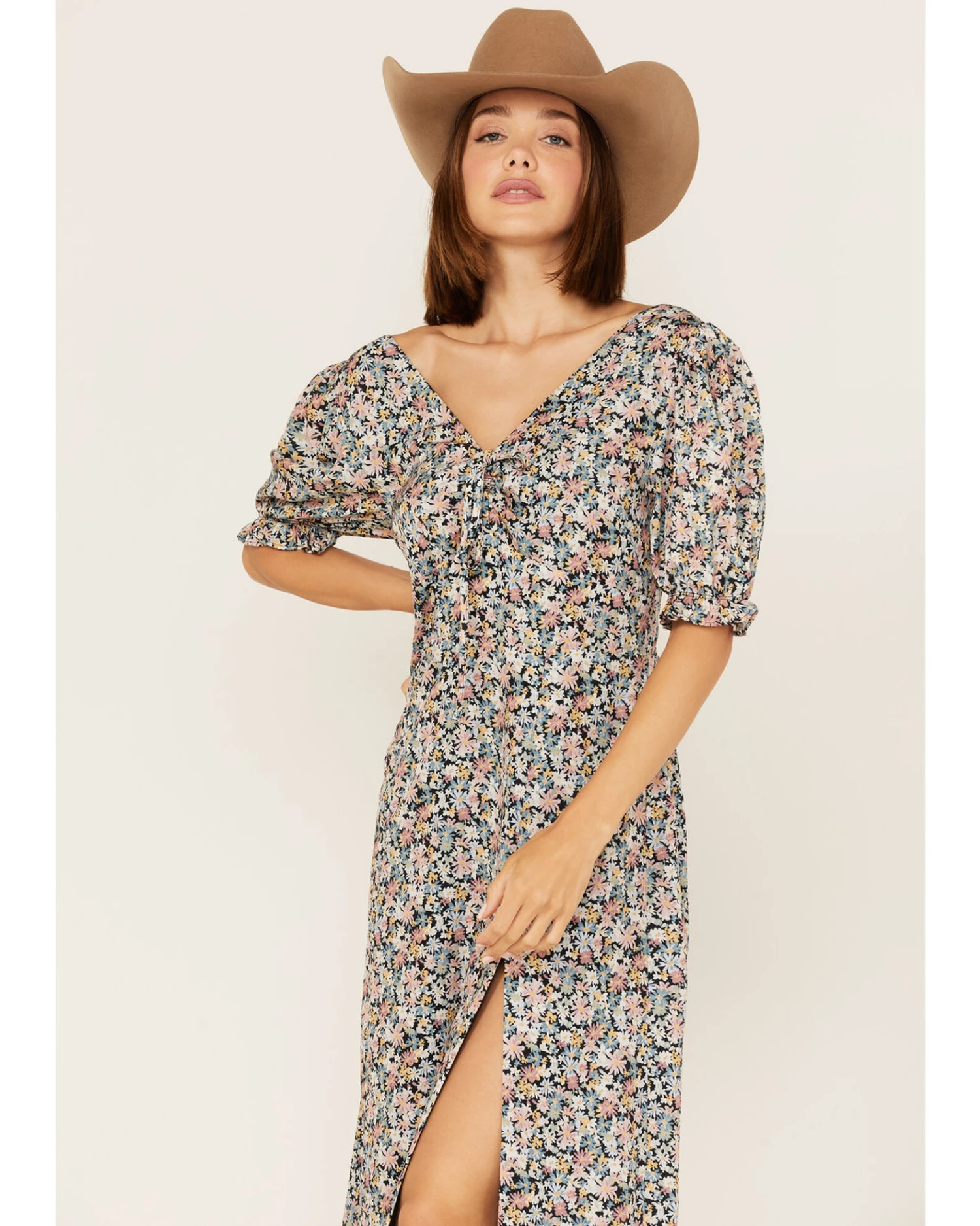 Beyond The Radar Women's Floral Print Split Leg Midi Dress 4 Beyond The Radar Women's Floral Print Split Leg Midi Dress - Image 2