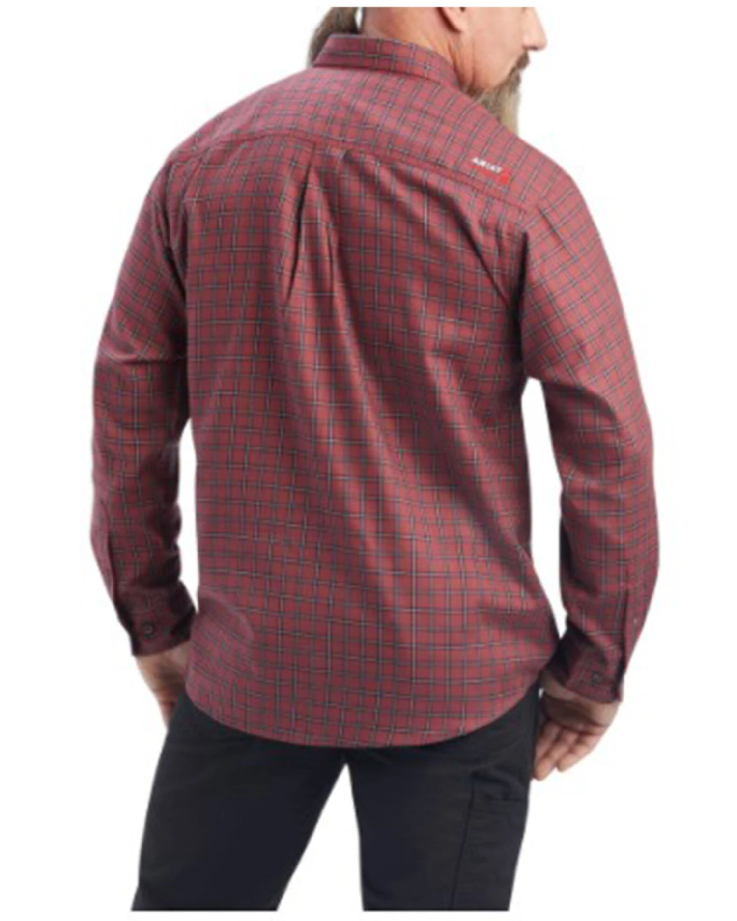 Ariat Men's FR Payne Small Plaid Print Long Sleeve Button Down Work Shirt 4 Ariat Men's FR Payne Small Plaid Print Long Sleeve Button Down Work Shirt - Image 2