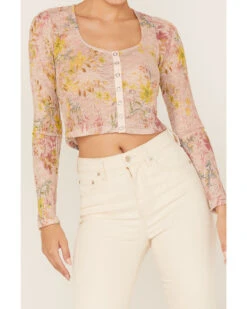 Free People Women's Angelina Floral Print Crop Top -Cowboy Wear Shop 2000376774 680 P3