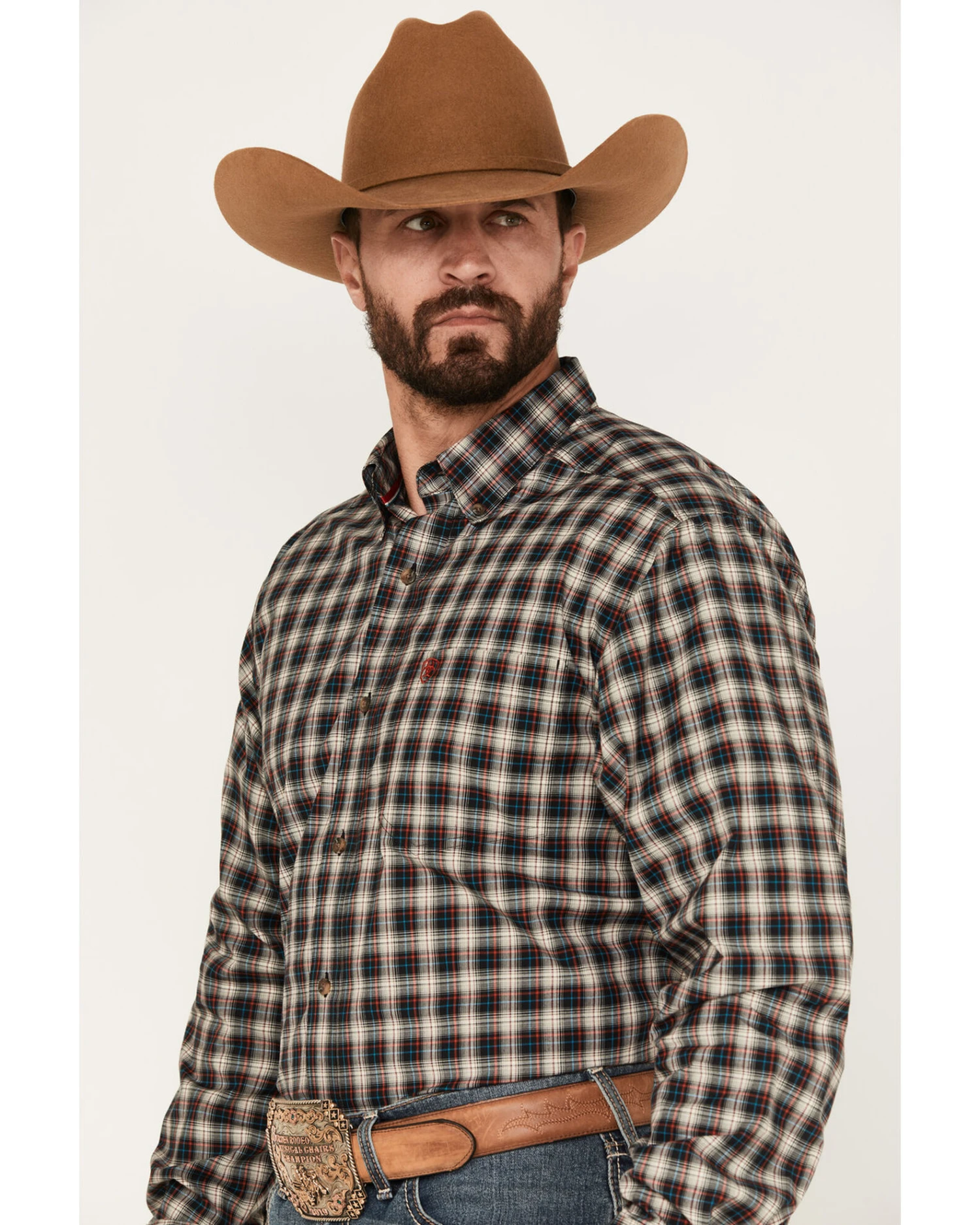 Ariat Men's Karter Plaid Print Stretch Long Sleeve Button-Down Shirt 4 Ariat Men's Karter Plaid Print Stretch Long Sleeve Button-Down Shirt - Image 2