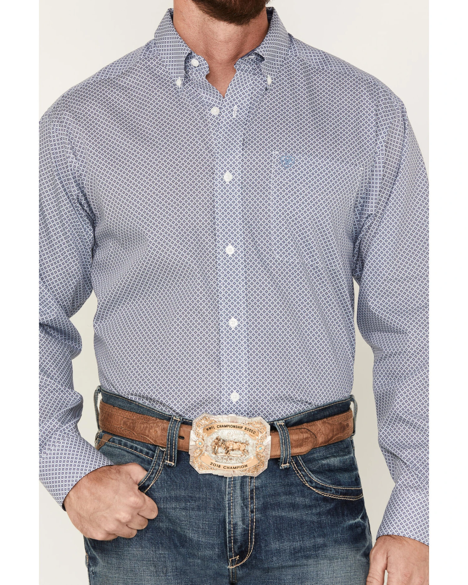 Ariat Men's Isaac Geo Print Wrinkle Free Long Sleeve Button Down Western Shirt - Big & Tall 5 Ariat Men's Isaac Geo Print Wrinkle Free Long Sleeve Button Down Western Shirt - Big & Tall - Image 3