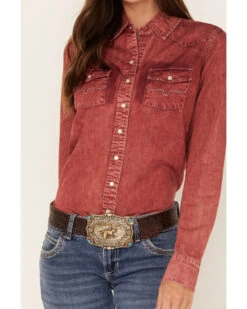 Kimes Ranch Women's Kaycee Denim Long Sleeve Pearl Snap Western Core Shirt  -Cowboy Wear Shop 2000377220 640 P3