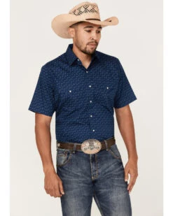 Ely Walker Men's Mini Southwestern Print Short Sleeve Pearl Snap Western Shirt  