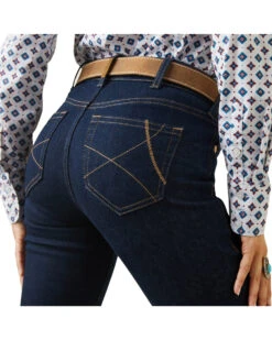 Ariat Women's R.E.A.L. Dark Wash Mid Rise Ella Stretch Straight Jeans -Cowboy Wear Shop 2000377690 400 P4