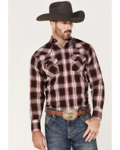 Ely Walker Men's Plaid Long Sleeve Western Snap Shirt